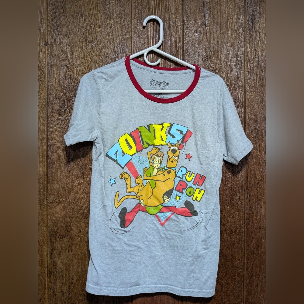 Scooby Doo Shaggy Ringer Maroon Gray Zoinks Tshirt Women Large